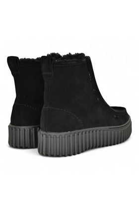 Tronchetto donna in camoscio colore nero, CLARKS | TORHILL COZY-LIGHT TAN WLINED